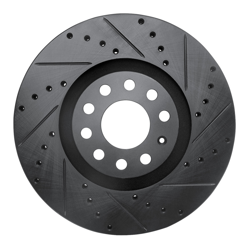 Audi A6 Quattro Brake Rotor (1) - Front Right - DFC - Drilled & Slotted - Black - `98-`09