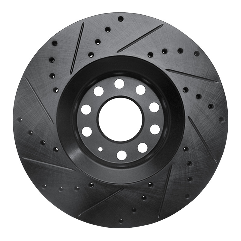 Audi A6 Quattro Brake Rotor (1) - Front Right - DFC - Drilled & Slotted - Black - `98-`09