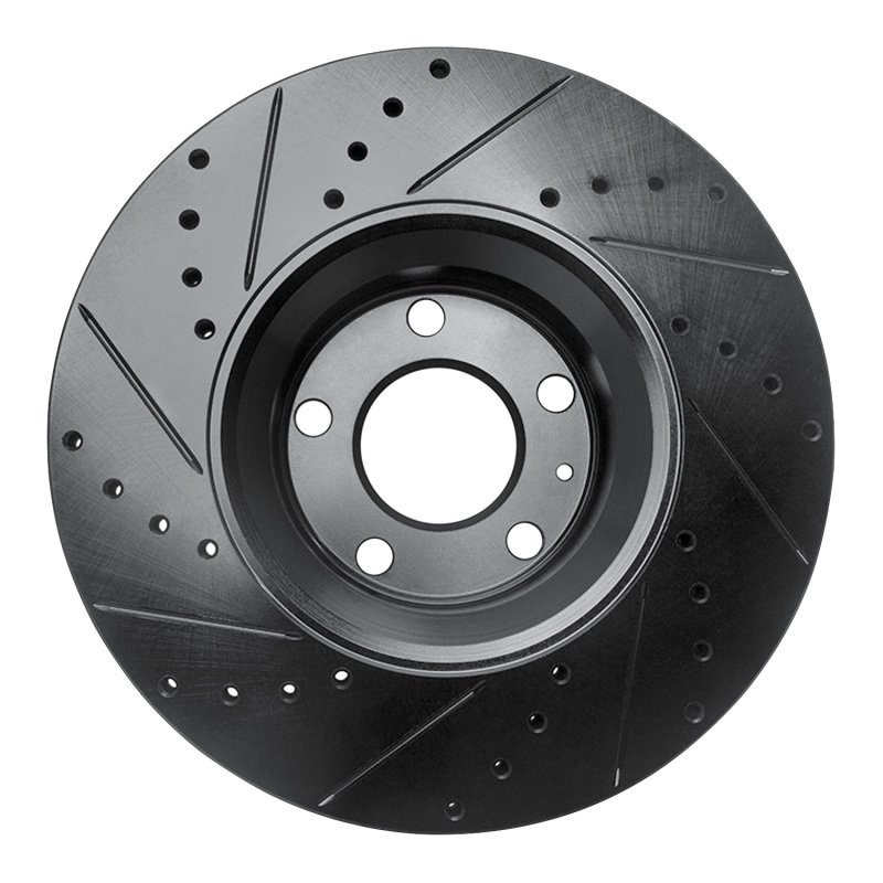 Audi A6 Quattro Brake Rotor (1) - Front Right - DFC - Drilled & Slotted - Black - `05-`11