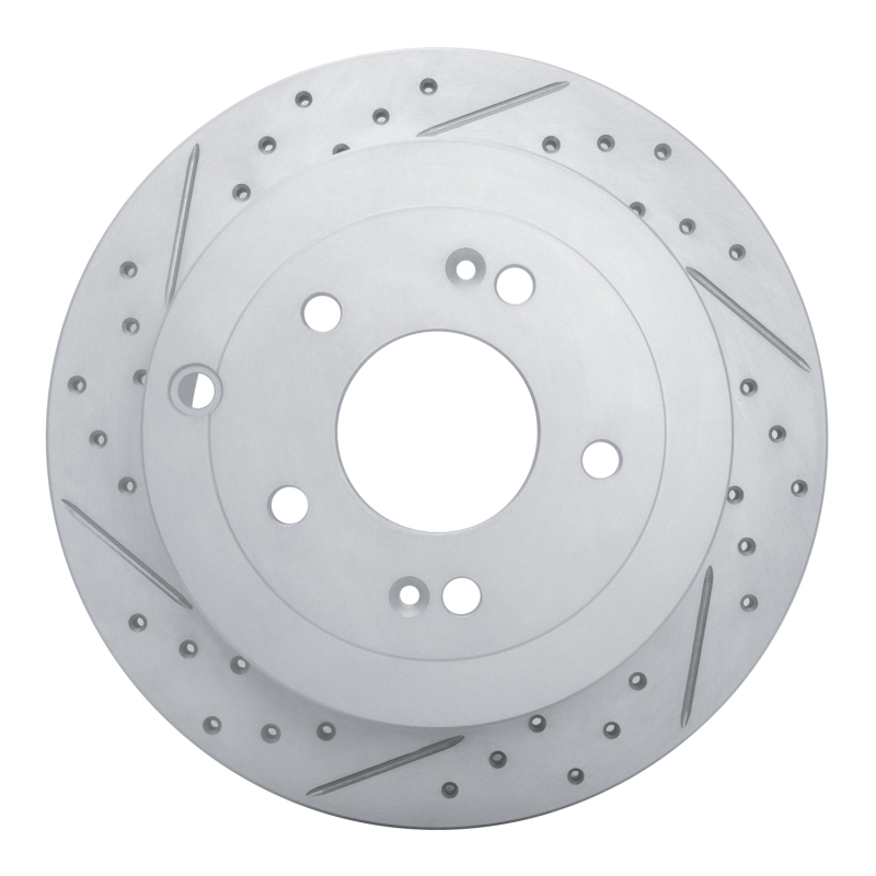 Hyundai Santa Fe Brake Rotor (1) - Rear Left - DFC - Geoperformance Rotors - Drilled & Slotted - `07-`09 Hyundai Santa Fe Brake Rotor (1) - Rear Left - DFC - Geoperformance Rotors - Drilled & Slotted - `07-`09