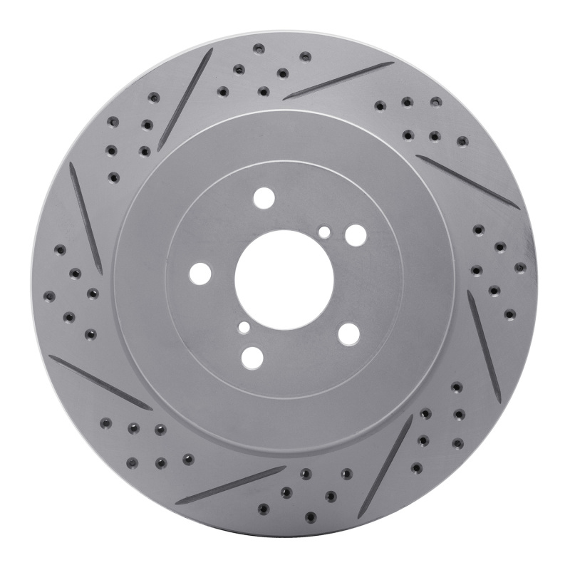 Subaru Impreza Brake Rotor (1) - Rear Right - DFC - Drilled & Slotted Geoperformance - `03-`04