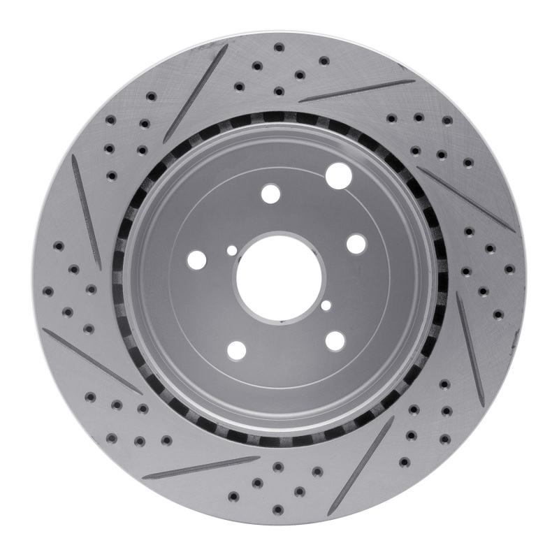Subaru WRX Sti Brake Rotor (1) - Rear Right - DFC - Geoperformance Drilled & Slotted - `08-`20