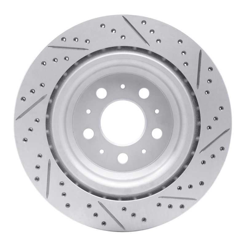 Tesla Model Y Brake Rotor (1) - Rear Left - DFC - Drilled & Slotted Geoperformance - `17-`25