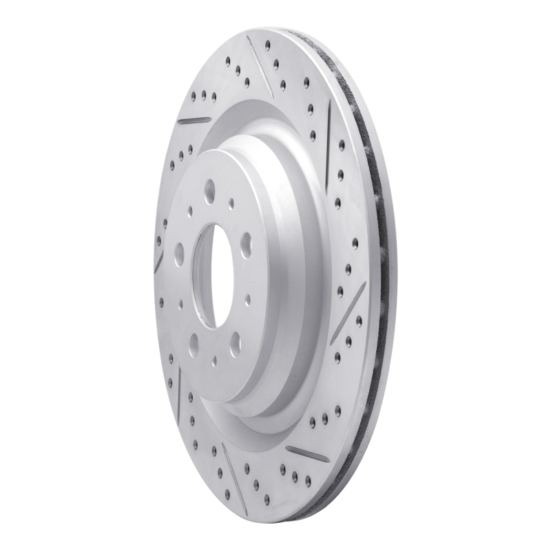 Tesla Model Y Brake Rotor (1) - Rear Right - DFC - Drilled & Slotted Geoperformance - `17-`25