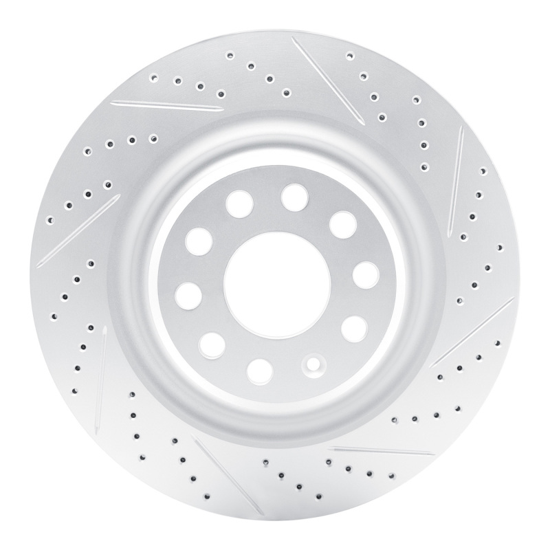 Tesla Model S Brake Rotor (1) - Rear Right - DFC - Drilled & Slotted Geoperformance - `12-`21