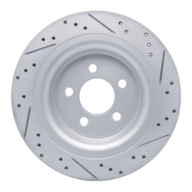 Ford Mustang Brake Rotor (1) - Rear Left - DFC - Drilled & Slotted Geoperformance - `15-`23