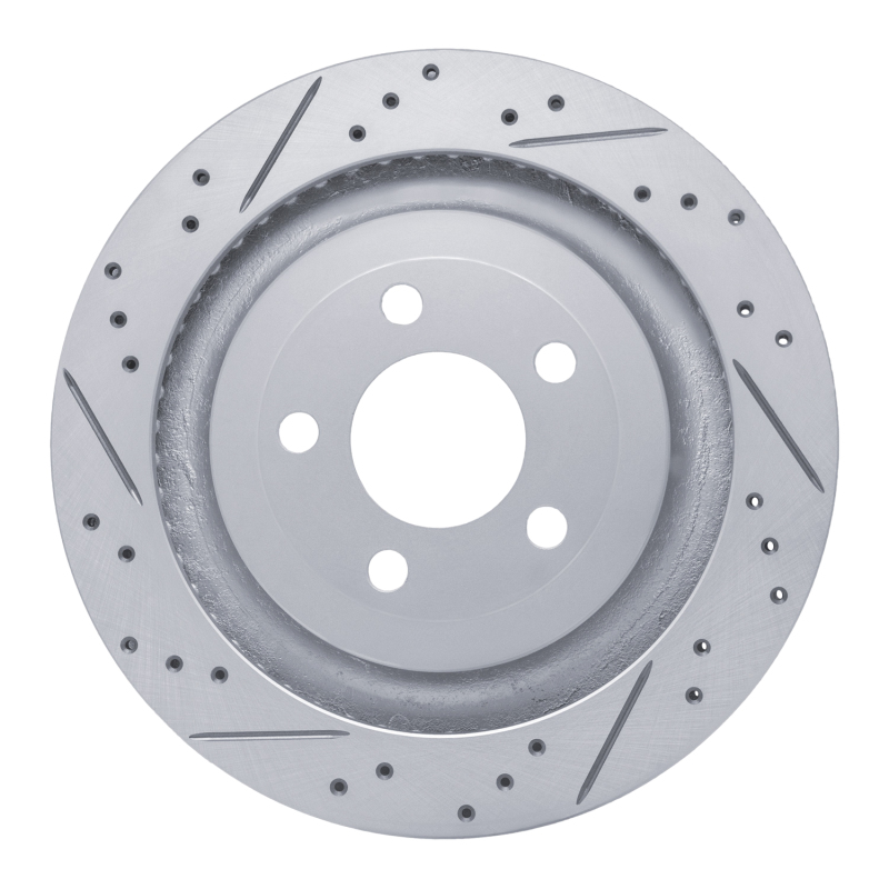 Ford Mustang Brake Rotor (1) - Rear Left - DFC - Drilled & Slotted Geoperformance - `15-`23