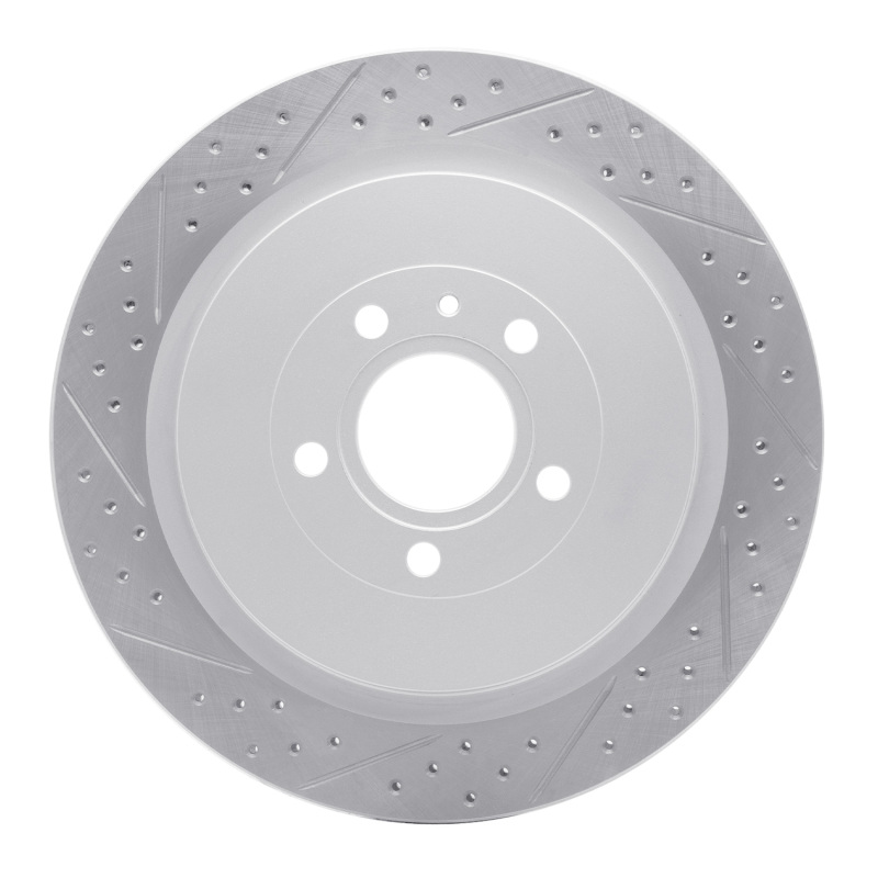 Ford Mustang Brake Rotor (1) - Rear Left - DFC - Drilled & Slotted Geoperformance - `13-`14