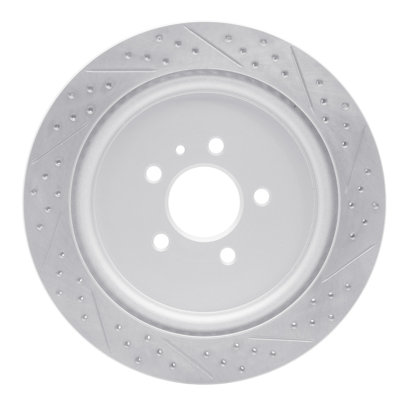 Ford Mustang Brake Rotor (1) - Rear Left - DFC - Drilled & Slotted Geoperformance - `13-`14