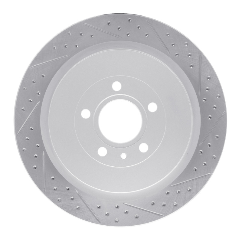 Ford Mustang Brake Rotor (1) - Rear Right - DFC - Drilled & Slotted Geoperformance - `13-`14