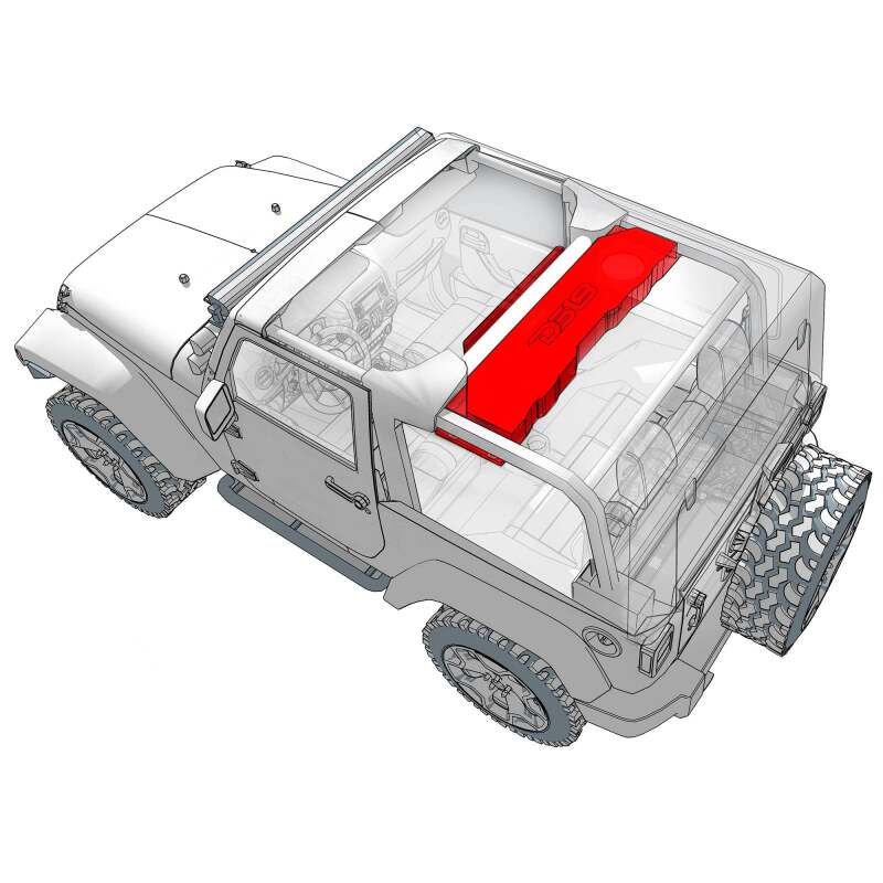 Jeep Wrangler JKU Overhead Soundbar - DS18 - Fits 4 x 8in Speakers (Not Included) Tweeters Drivers Included - Red - `07-`18