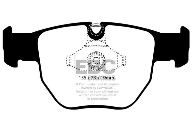 Land Rover Range Rover Brake Pads - Front - EBC - Ultimax2 OE Replacement (ECE R90, Shimmed/Slotted/Chamfered) - Black - `03-`05 Land Rover Range Rover Brake Pads - Front - EBC - Ultimax2 OE Replacement (ECE R90, Shimmed/Slotted/Chamfered) - Black - `03-`05