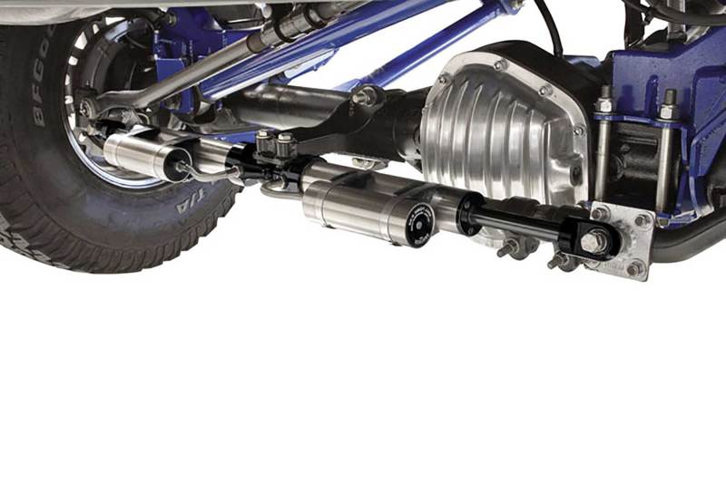 Ford F-250 Steering Stabilizer Kit - Front - Fabtech - Dual Dirt Logic 2.25 Stainless Steel w/Reservoir - `99-`04
