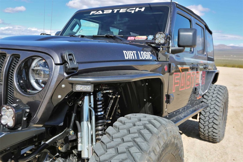 Jeep JL Fender Flares - Front - Fabtech - Steel Tube - Textured Black - `18-`21