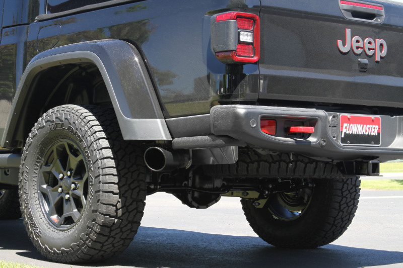 Jeep Gladiator Performance Exhaust - Flowmaster - Flow FX Cat Back, Single Exit, with Black Tip - Black - `20-`26