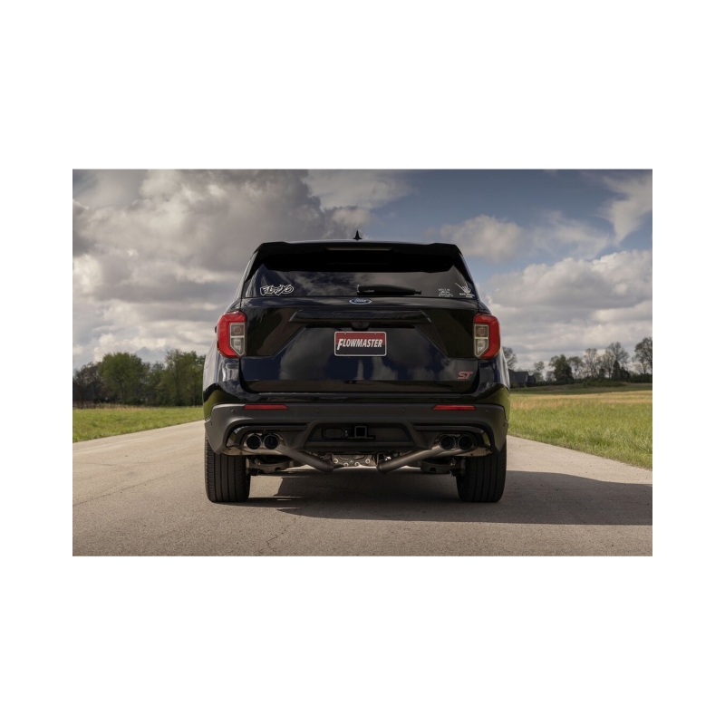 Lincoln Aviator Performance Exhaust - Dual Rear Exit - Flowmaster - Flow FX Cat-Back, Dual 3.50-inch Tips, Helmholtz Resonators - Black - `20-`26