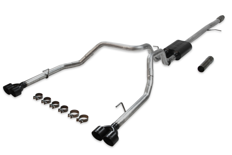 Chevrolet Silverado 1500 Performance Exhaust - Flowmaster - American Thunder Cat-Back Quad Tips - Black Ceramic Coated - `19-`26