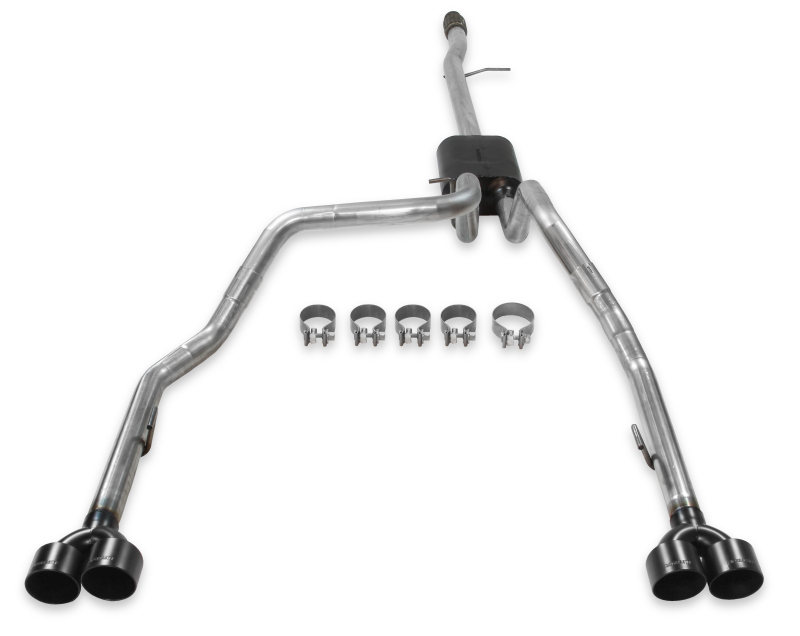 Chevrolet Silverado 1500 Performance Exhaust - Flowmaster - American Thunder Cat-Back Quad Tips - Black Ceramic Coated - `19-`26