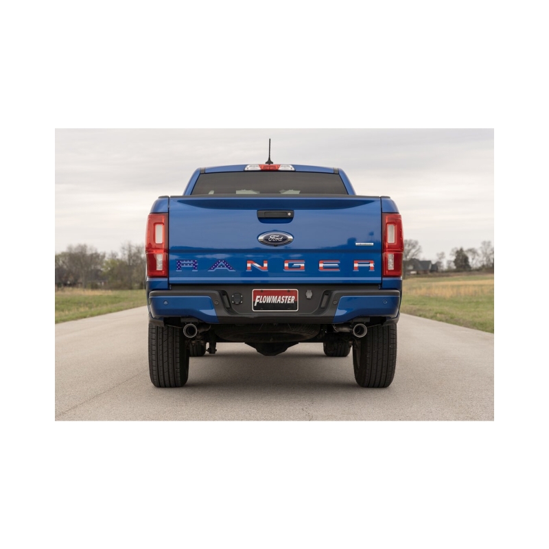 Ford Ranger Performance Exhaust - Dual Exit - Flowmaster - American Thunder Cat-Back + Outlaw Series Muffler - `19-`23