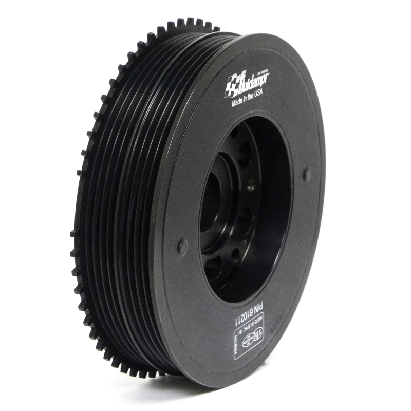 Ford Mustang Crankshaft Damper - Fluidampr - Internally Balanced, Harmonic Balancer - Black Zinc Chromate - `15-`23