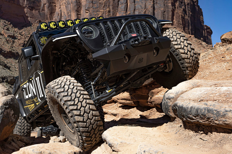 Jeep Wrangler Bumper - Front - ICON - Pro Recessed with Impact Bar & Tabs - Textured semi-gloss black - `18-`27