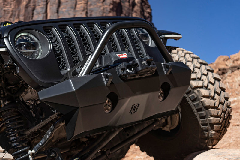 Jeep Wrangler Bumper - Front - ICON - Pro Recessed with Impact Bar & Tabs - Textured semi-gloss black - `18-`27