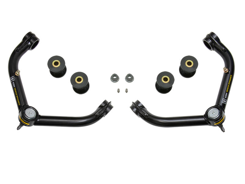 GMC HD Truck Upper Control Arm Kit - ICON - Delta Joint Tubular - Black Semi-Gloss - `01-`10
