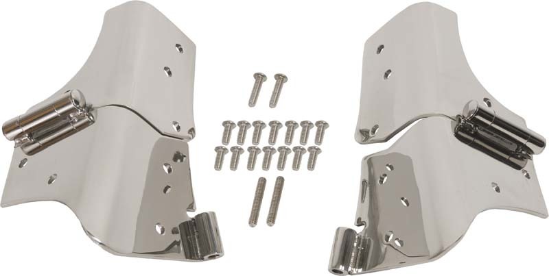 Jeep Wrangler Windshield Hinge Pair - Kentrol - Polished Silver - `97-`06