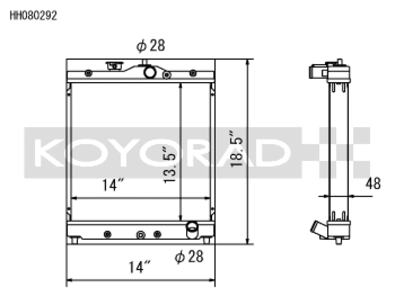 Honda Del Sol Racing Radiator - Koyo - All Aluminum, 28mm Hoses - `92-`00