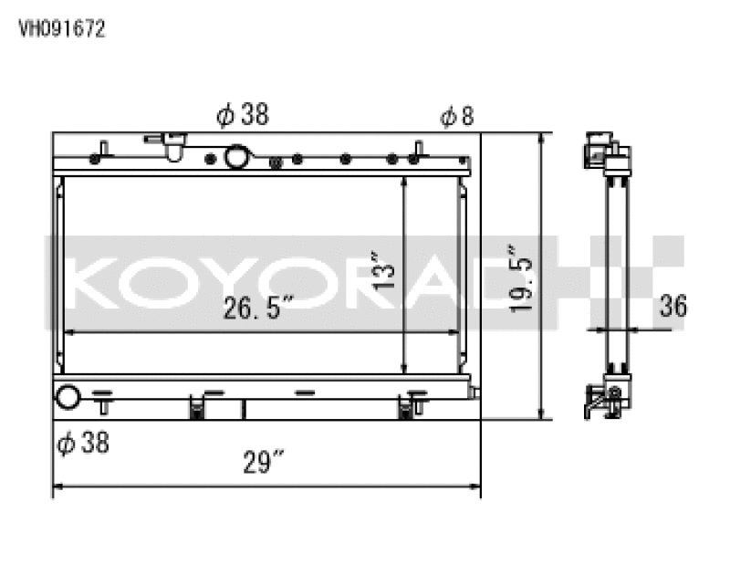 Subaru Impreza Racing Radiator - Koyo - All Aluminum, w/ Filler Neck, Manual Transmission - `03-`07