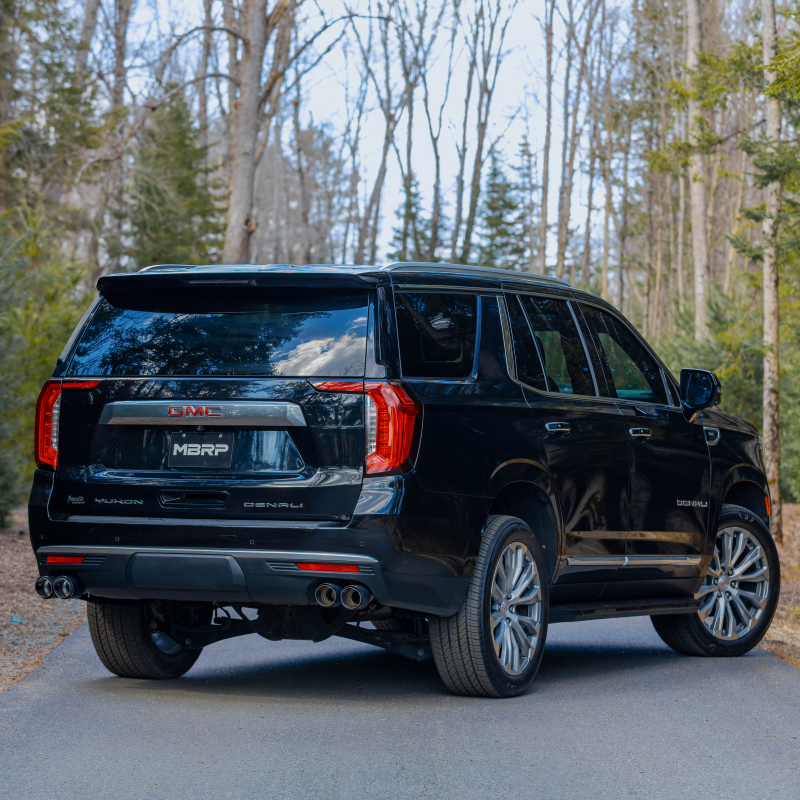 GMC Yukon Performance Exhaust - Rear - MBRP - Armor Pro Cat Back Dual Split Rear Exit with Quad Carbon Fiber Tips - `21-`27