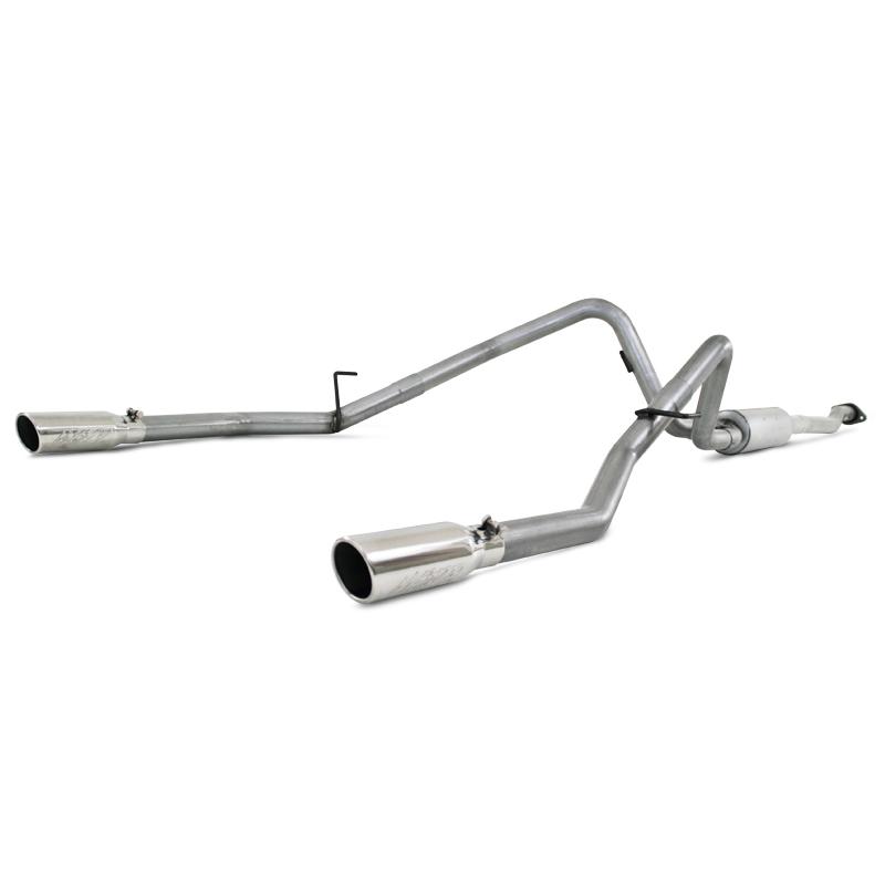 Ford F-150 Performance Exhaust - Rear - MBRP - Cat-Back, Dual Split Rear Exit, Armor Lite, Aluminized Steel, 3.5 in Tips - `11-`12