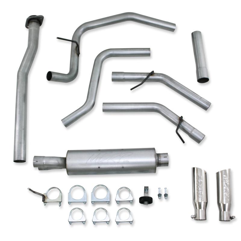Ford F-150 Performance Exhaust - Rear - MBRP - Cat-Back, Dual Split Rear Exit, Armor Lite, Aluminized Steel, 3.5 in Tips - `11-`12