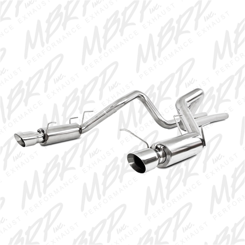 Ford Shelby GT 500 Performance Exhaust - MBRP - Cat Back, Dual Split Rear Exit, Race Version, T304 Stainless Steel - `11-`12