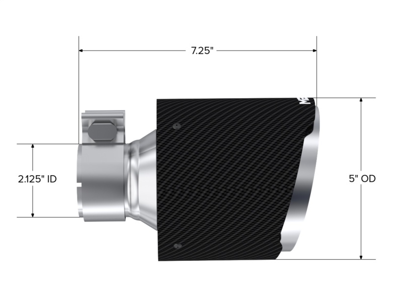 Toyota GR86 Performance Exhaust - MBRP - Carbon Fiber Exhaust Tip, 2.125in ID, 5in OD Out, 7.25in Length, Single Wall Angle Cut - Carbon Fiber - `17-`25