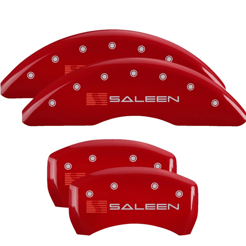 Ford Mustang Caliper Covers - Front + Rear - MGP - 4 Logo with Black Saleen Engraving - Yellow - `15-`23 Ford Mustang Caliper Covers - Front + Rear - MGP - 4 Logo with Black Saleen Engraving - Yellow - `15-`23