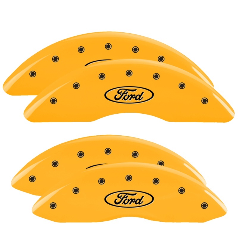 Ford F-250 Caliper Covers - Front + Rear - MGP - 4 Logo - Yellow - `13-`22