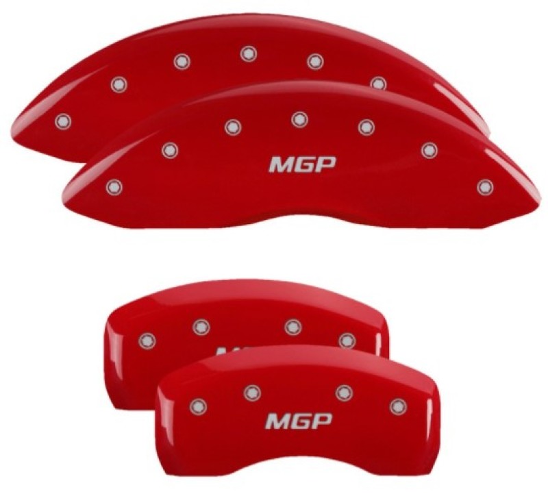 Ford Edge Caliper Covers - Front + Rear - MGP - Engraved, Silver Characters - Red - `19-`20 Ford Edge Caliper Covers - Front + Rear - MGP - Engraved, Silver Characters - Red - `19-`20