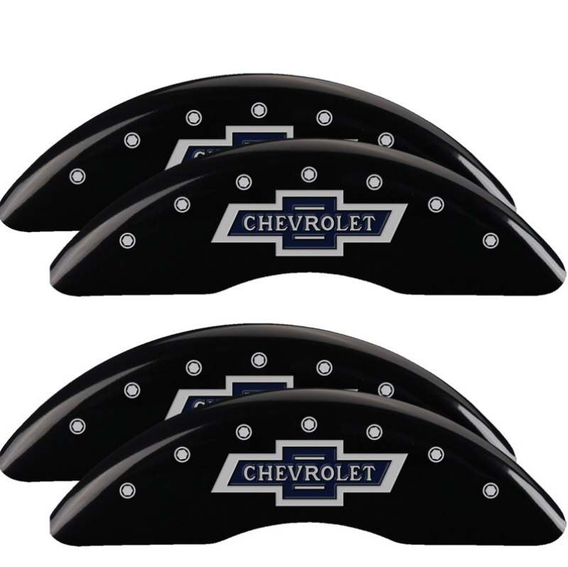 Chevrolet Silverado 3500HD Caliper Covers - Front + Rear - MGP - 100th Anniversary Black Finish Silver Characters - Black - `18-`19 Chevrolet Silverado 3500HD Caliper Covers - Front + Rear - MGP - 100th Anniversary Black Finish Silver Characters - Black - `18-`19