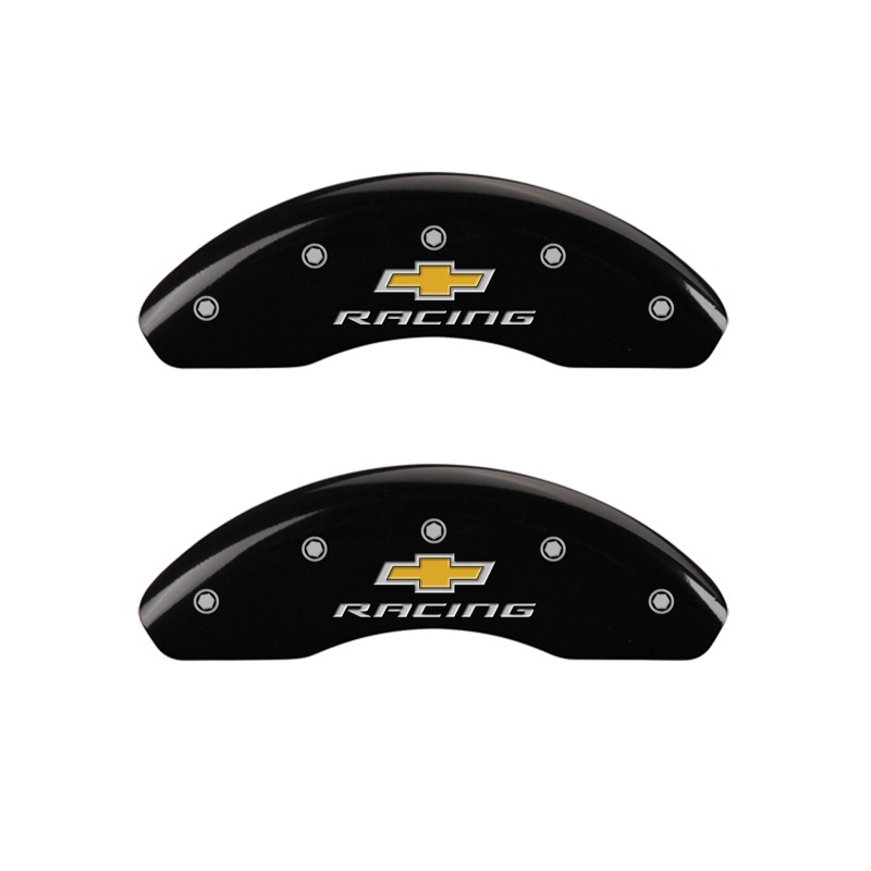 Chevrolet Sonic Caliper Covers - Front - MGP - 2 Logo, Chevy Racing Engraved - Black - `12-`20 Chevrolet Sonic Caliper Covers - Front - MGP - 2 Logo, Chevy Racing Engraved - Black - `12-`20
