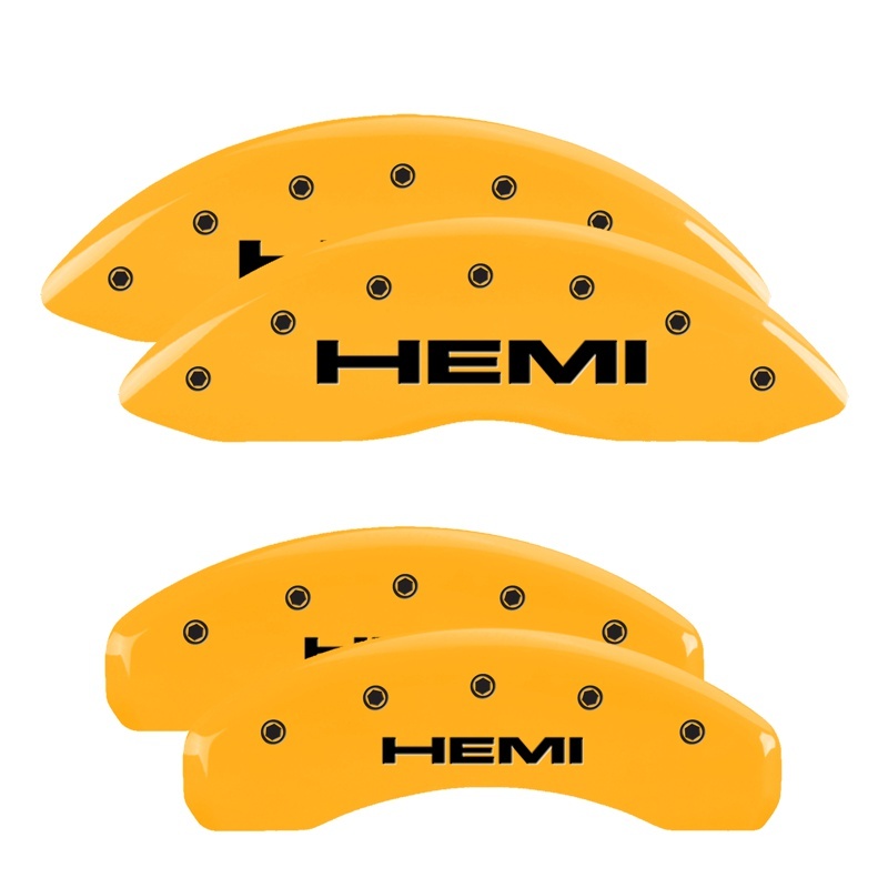 RAM 1500 Caliper Covers - Front + Rear - MGP - Engraved Hemi - Yellow - `11-`24 RAM 1500 Caliper Covers - Front + Rear - MGP - Engraved Hemi - Yellow - `11-`24