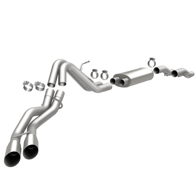 Ford F-150 Performance Exhaust - Dual Same Side Behind Passenger Rear Tire - Magnaflow - Street Series Cat-Back - Polished - `11-`14