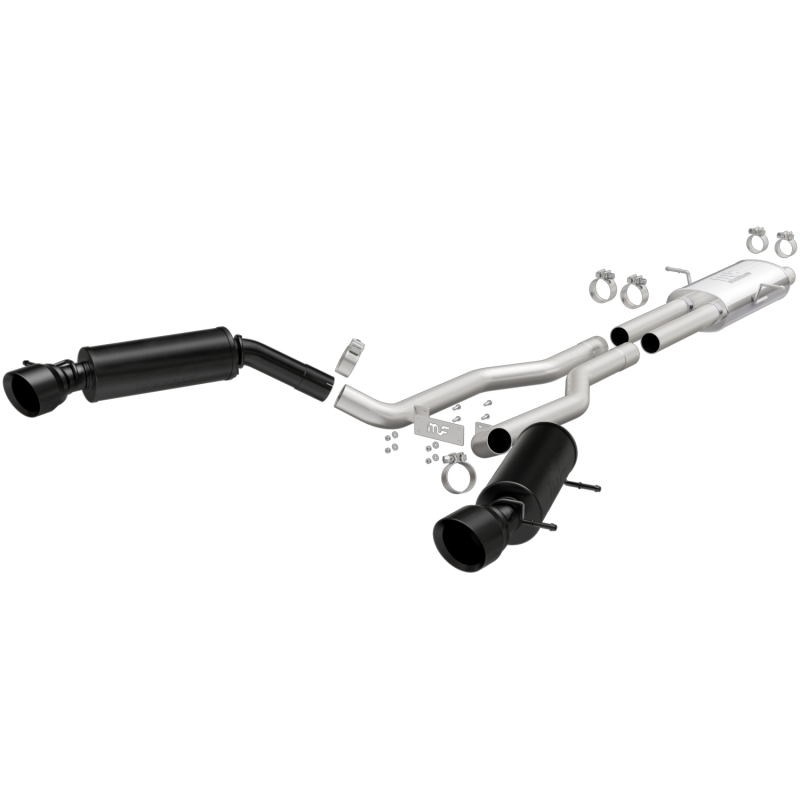 Land Rover Range Rover Performance Exhaust - Rear - Magnaflow - Cat-Back, Dual Split Rear Exit, Touring Series Black, 2.5 in piping, 4.5 in Black Tips - Black - `15-`16