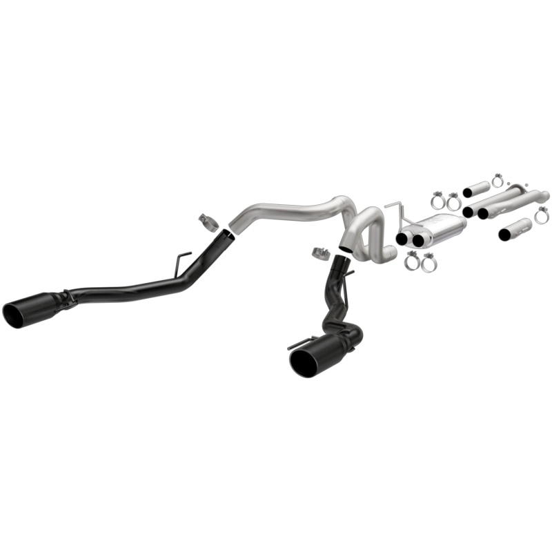 Ford F-150 Performance Exhaust - Rear - Magnaflow - Street Series Cat Back, Dual Split Exit - Black Coated - `17-`20
