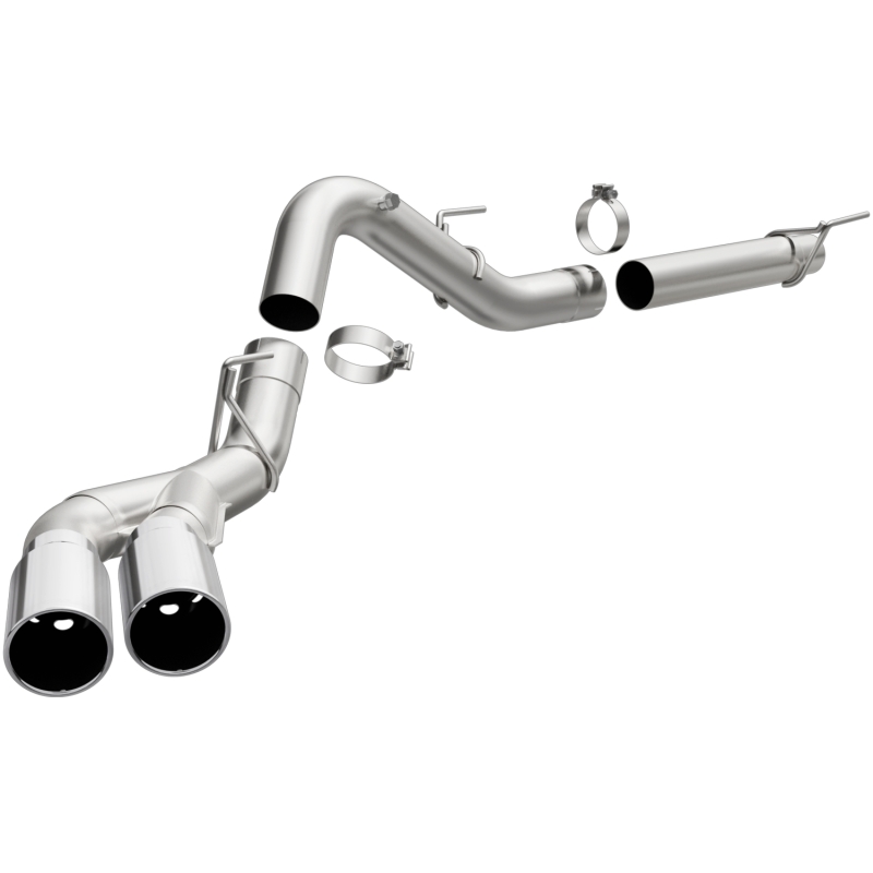 Ford F-150 Performance Exhaust - Dual Same Side Behind Passenger Rear Tire - Magnaflow - Cat Back, Street Series - Polished - `18-`20
