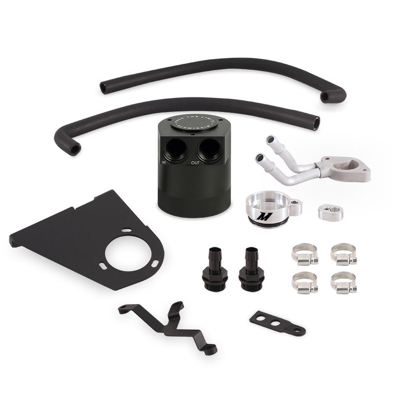 Ford Powerstroke Oil Catch Can Kit - Mishimoto - Baffled - Black - `17-`22