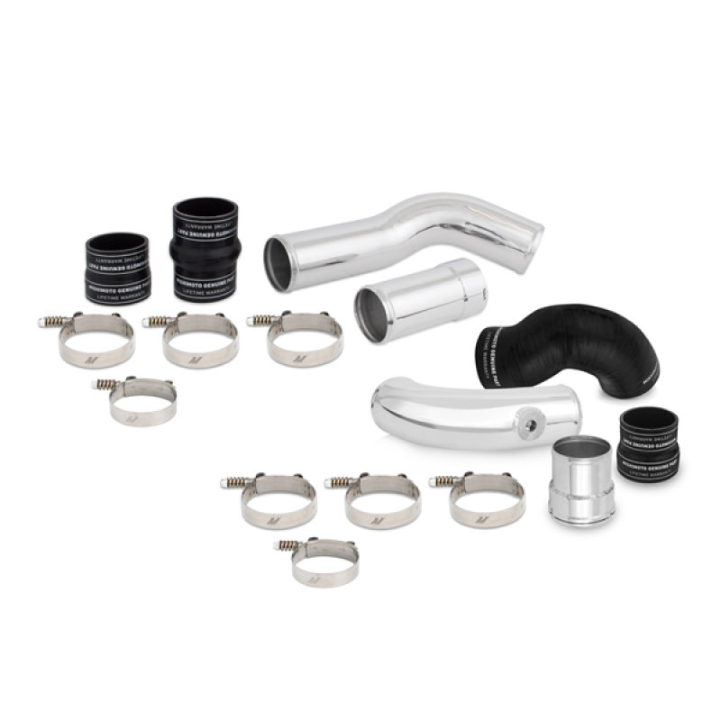Ford F-450 Super Duty Intercooler Pipe Set - Front - Mishimoto - Mandrel Bent Aluminum with Silicone Boots - Polished - `11-`15