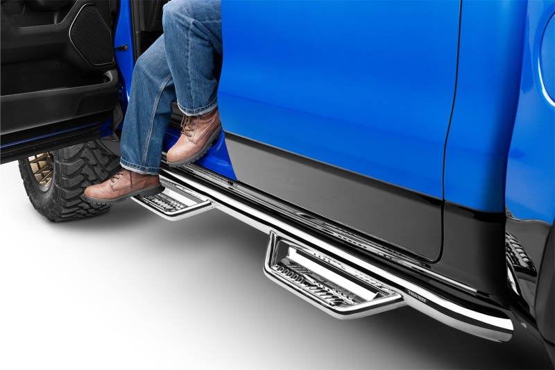Ram 1500 Side Steps - Cab Length - N-Fab - Podium SS - 3 in. Main Tube Diameter - Polished Stainless - `19-`24
