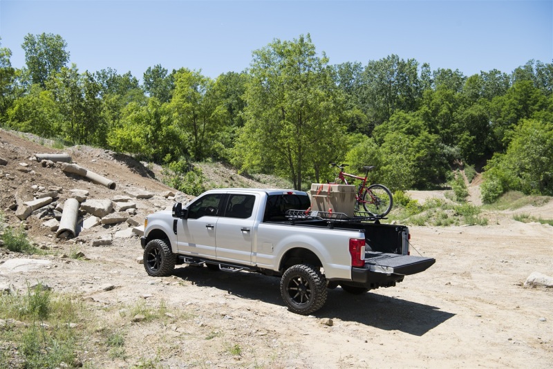 Ford F-250 Super Duty Nerf Bars & Running Boards - N-Fab - Podium Step LG, Wheel-to-Wheel with Bed Access, 3 Steps per Side - Textured Black - `17-`24