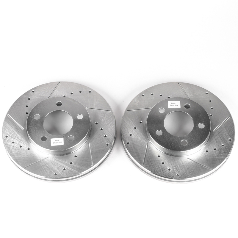 Ford Taurus Brake Rotors (2) - Front - PowerStop - Evolution Drilled & Slotted - Silver - `94-`00